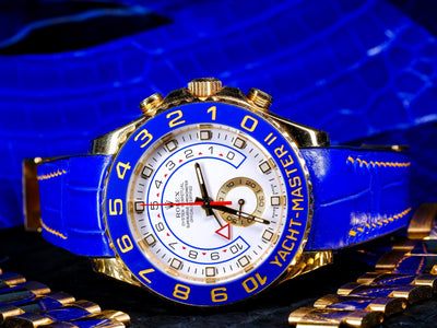 Bespoke Watch Strap in Electric Blue Crocodile