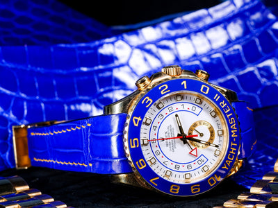 Bespoke Watch Strap in Electric Blue Crocodile