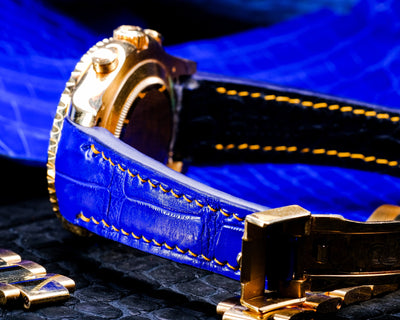 Bespoke Watch Strap in Electric Blue Crocodile