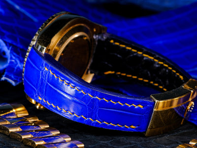 Bespoke Watch Strap in Electric Blue Crocodile