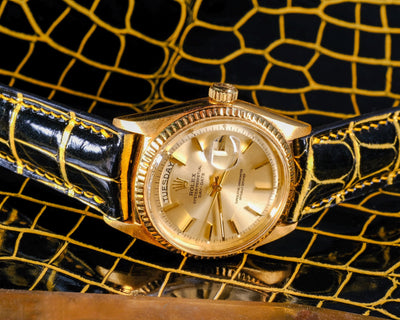 Bespoke Watch Strap in Gold Black Alligator