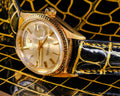 Bespoke Watch Strap in Gold Black Alligator