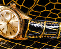 Bespoke Watch Strap in Gold Black Alligator