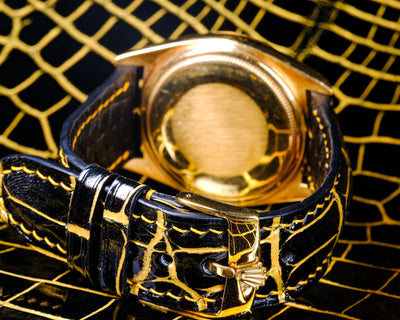 Bespoke Watch Strap in Gold Black Alligator