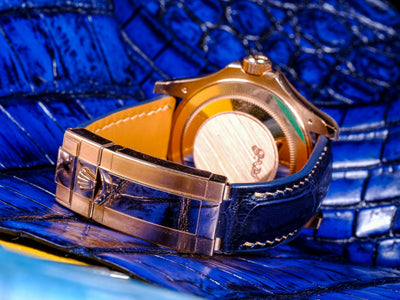 Bespoke Watch Strap in Electric Blue Crocodile