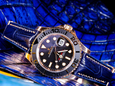 Bespoke Watch Strap in Electric Blue Crocodile