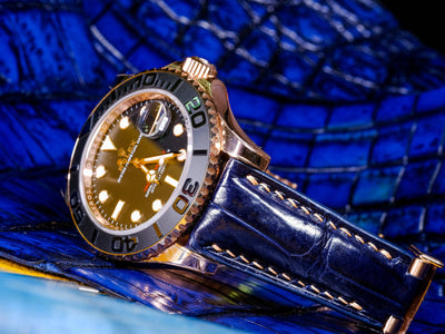 Bespoke Watch Strap in Electric Blue Crocodile