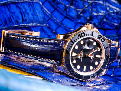 Bespoke Watch Strap in Electric Blue Crocodile