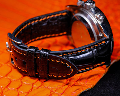Bespoke Watch Strap in Black Crocodile