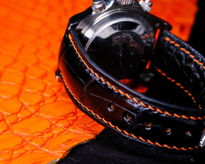 Bespoke Watch Strap in Black Crocodile