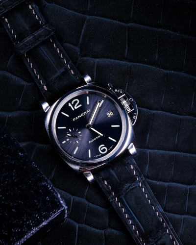 Bespoke Watch Strap in Black Nubuck Alligator