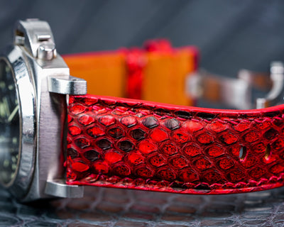 Bespoke Watch Strap in Ferrari Red Python