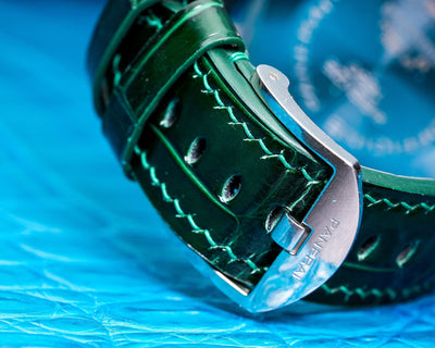 Bespoke Watch Strap in Hunter Green Crocodile