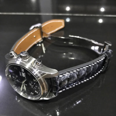 Bespoke Watch Strap in Black Circular Grains Alligator