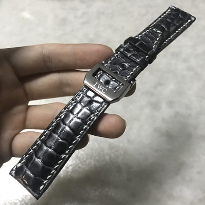 Bespoke Watch Strap in Black Circular Grains Alligator