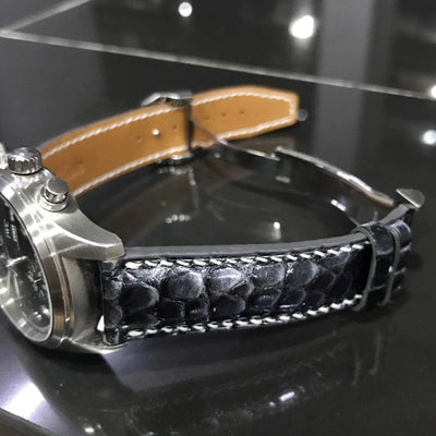 Bespoke Watch Strap in Black Circular Grains Alligator