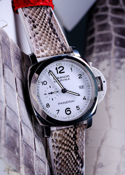 Bespoke Watch Strap in White Python
