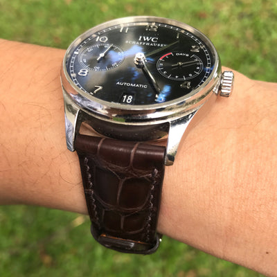Bespoke Watch Strap in Chocolate Brown Crocodile