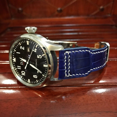 Bespoke Watch Strap in Electric Blue Crocodile