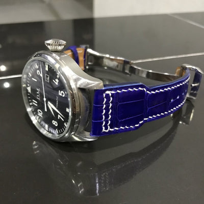 Bespoke Watch Strap in Electric Blue Crocodile