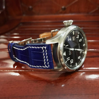Bespoke Watch Strap in Electric Blue Crocodile