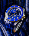 Bespoke Watch Strap in Electric Blue Crocodile