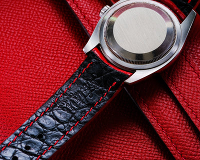 Bespoke Watch Strap in Ferrari Red Crocodile