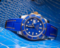 Bespoke Watch Strap in Electric Blue Crocodile
