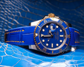 Bespoke Watch Strap in Electric Blue Crocodile