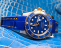 Bespoke Watch Strap in Electric Blue Crocodile
