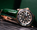 Bespoke Watch Strap in Hunter Green Crocodile