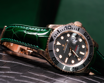 Bespoke Watch Strap in Hunter Green Crocodile