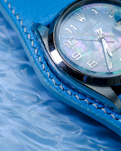 Bespoke Bund Strap in Baby Blue Chèvre