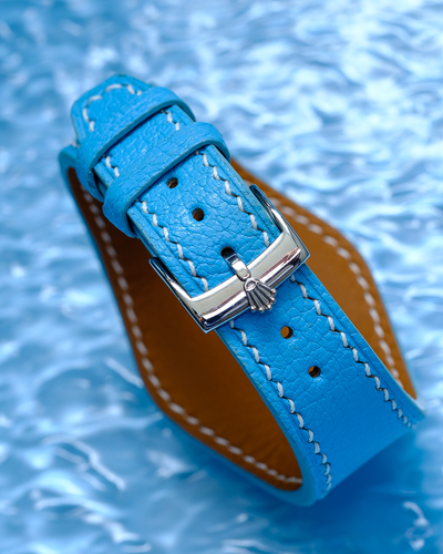 Bespoke Bund Strap in Baby Blue Chèvre