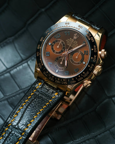 Bespoke Watch Strap in Metallic Black Alligator