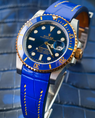 Bespoke Watch Strap in Electric Blue Crocodile