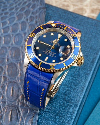 Bespoke Watch Strap in Electric Blue Crocodile