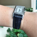 Bespoke Watch Strap In Navy Blue Crocodile