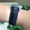 Bespoke Watch Strap In Navy Blue Crocodile