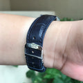 Bespoke Watch Strap In Navy Blue Crocodile