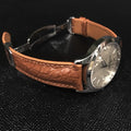 Bespoke Watch Strap In Chestnut Brown Circular Grains Alligator
