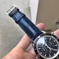 Bespoke Watch Strap In Navy Blue Crocodile