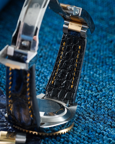 Bespoke Watch Strap in 2 Tone Navy Blue Crocodile