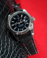 Bespoke Watch Strap in Black Nubuck Alligator