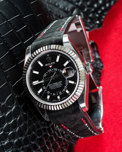 Bespoke Watch Strap in Black Nubuck Alligator