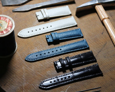 Bespoke Watch Strap In White Chevre