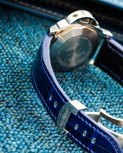 Bespoke Watch Strap in Electric Blue Crocodile