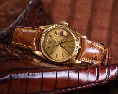 Bespoke Watch Strap in Brown Himalayan Crocodile