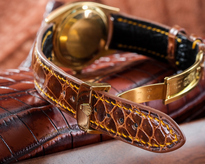 Bespoke Watch Strap in Brown Himalayan Crocodile