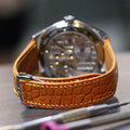 Bespoke Watch Strap in Orange Circular Grains Alligator